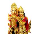 14cm Golden Radha Krishna Ji God Statue Hindu Idol Figurines Home Temple Mandir Pooja Items Gift Decorative Accents. 