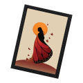Woman with Butterfly Wings- Matt Laminated Printed Poster with Checker frame- one Piece Frame. 