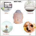 Salcko White Ceramic Buddha Aroma Diffuser With 2 Diffuser Oil Bottles And 2 Candles - Sandalwood. 