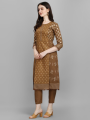 Cotton Blend Kurta Trouser For Women (Brown). 
