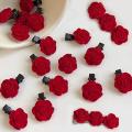 Wenefang Fashion 2/20pcs Small Red Velvet Rose Hair Clips For Women Korean Flower Hairpins Girls Elegant Hair Clip Pin Barrettes Hair Accessories. 