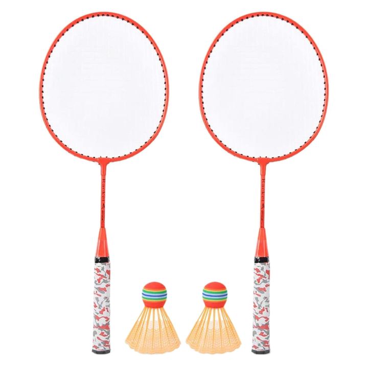 LKPCIGCXM Badminton Rackets for Children,Shuttlecocks Racquet Sports Set with 2 Balls for Kids Players Indoor Outdoor Sport Orange