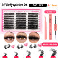 Cosmetic Eyelash Volume Lashes Single Root 300 ANLINNET PIECES EYELASH TUFTS EYELASH KIT FLUFFY HYBRID TRAY FAUX MINK EXTENSION. 