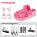Nullmul Bottle Drying Rack for Cup, Water Bottle Silicone Holder Stand, Fast Drying for Cups Lids Straws Pink. 