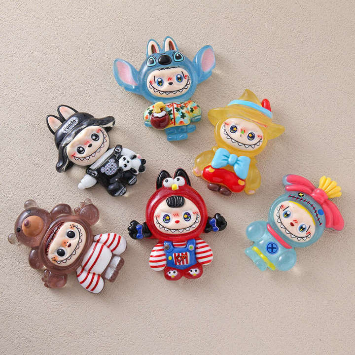 Cartoon Oversized Ice Transparent Labubu Costume DIY Resin Accessories Cream Glue Cup Fridge Magnet Decoration Materials