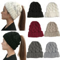Trendygirl Long Hair Beanie Cozy Winter Knit Hat with Ponytail Hole for Women Warm Anti-slip Beanie for Cold Weather Soft Twist Texture Ear. 