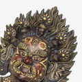 Gold/Black Nepali Handicrafts Big Carving Bhairav Mask For Home Décor. 