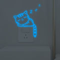 Switch Sticker Glow-in-the-dark Non-fading Night Indication Cartoon Sleepy Cat Switch Sticker for Living Room. 