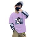 G2088# Boys Long Sleeve T-Shirt Pure Cotton Spring and Autumn Children's Middle and Large Child Base Shirt Two Casual Top T-Shirt Trend. 