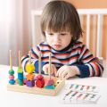 Educational Toys Geometric Color Shape Cognition Toys Interactive Montessori Stacks Blocks Puzzle Game Challenges DIY Wooden Beads Sequencing Toy Parent Child. 