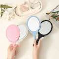 Creative Retro Makeup HD With Handle Women Bathroom Plastic Patterned Make Up Mirror Portable Handheld Antique Vanity. 