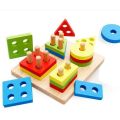 Montessori Wooden Sorting & Stacking Toy Set | Shape, Color & Counting Learning Blocks | Educational Puzzle for Baby & Toddlers. 