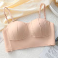 Strapless underwear women's bandeau wrap big show small anti-light and traceless underwire summer thin bra. 