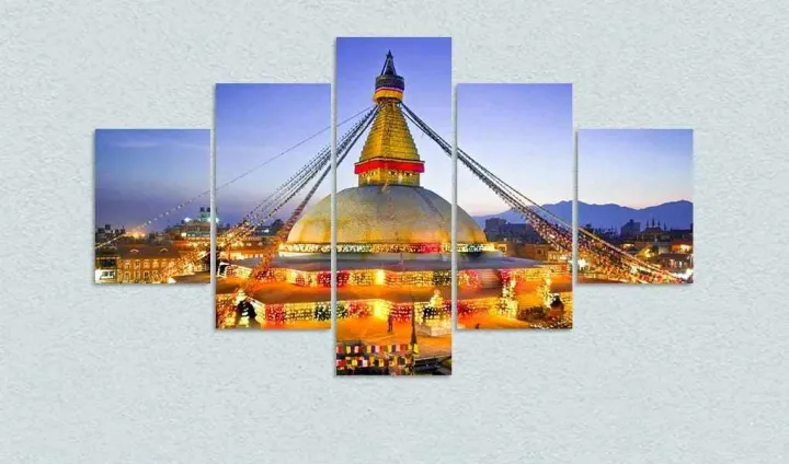 5%20Piece%20%20HD%20Wall%20Art%20Picture%20Buddha%20Light%20on%20Canvas%20for%20Living%20Room%20Decor%20Solid%20Wood%20Inner%20Frame%20-%20Image%202
