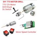 Micro Drill Chuck With 775 DC Motor For Drill With PWM Motor Speed Controller. 
