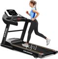 Sparnod Fitness STH-1200 Motorized Treadmill for Home Use, 4 HP Peak DC Motor, 12 km/hr Speed, 110 kg Max User Weight, 12 Preset Workouts, Manual Incline, Hi-Fi Speaker, Safety Key,Black. 