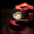 3D Galaxy Crystal Ball lamp Night Light With Wooden Base Moon, Saturn, Galaxy. 