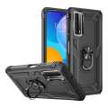 Lereach For Huawei Y7a Mobile Phone Case TUP+PC Hard Ring Car Ring Bracket Shockproof Back Cover. 