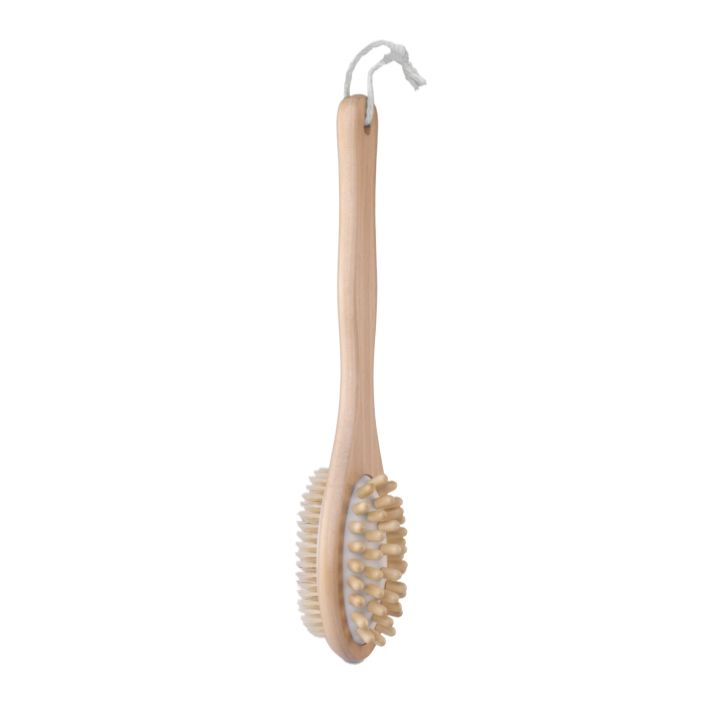 Bamboo Exfoliating Wet and Dry Bath Body Brush with Handle