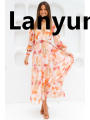 Lanyun 2025 New Women's Long Sleeve Bohemian Floral Maxi Dress Style Sales promotion Beach Tassel Dress V-Neck Elegant Dresses Mature Women. 