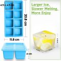 Large Ice Cube Trays, JRISBO 1 Pack Reusable Silicone Ice Cube Molds with Lid for Freezer, Easy Release 8 Big Square Ice Trays for Whisky Cocktails. 