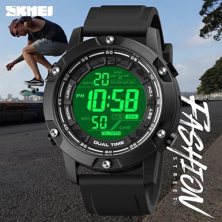 SKMEI%201762%20Digital%20Multifunction%20Waterproof%202%20Time%20Luminous%20Watch%20For%20Men%20-%20Black%20-%20Image%204