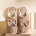 KEBETEMEFashion Women's Bow Slippers Fall/Winter Indoor Bedroom Floor Lightweight and Comfortable Soft Warm Slippers for Home. 