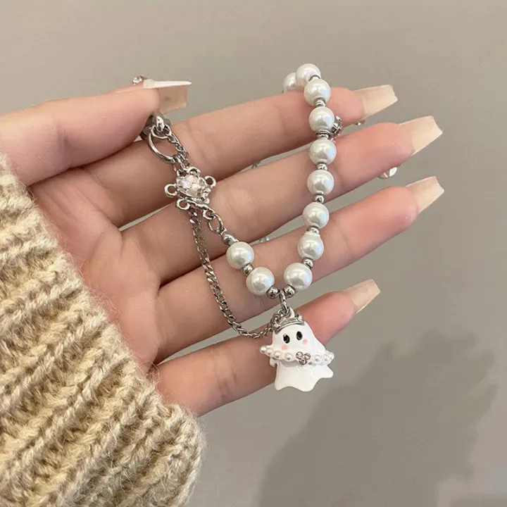 Fashion%20Trendy%20Gothic%20Aesthetic%20Ghost%20Style%20Pearl%20Chain%20Bracelet%20For%20Women%20Men%20Punk%20Halloween%20Y2k%202000s%20EMO%20Jewelry%20Accessories%20CF8%20-%20Image%204
