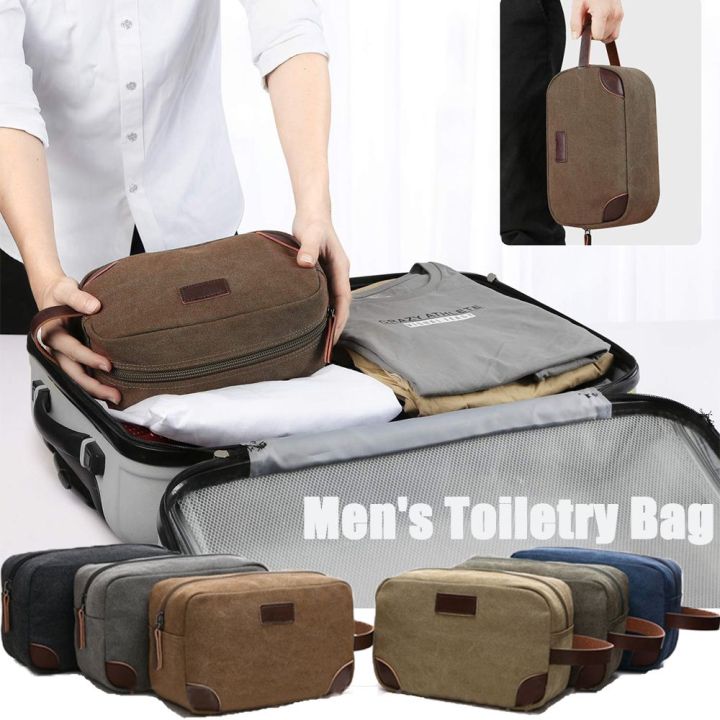 Toilet Travel Waterproof PU Leather with Handle Storage Pouch Shaving Bag Cosmetic Bag Men's Toiletry Bag Makeup Organizer