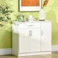 KAMAKHYA DECOR Modern design cabinet with three door and one drawer in white. 