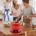ARELENE Red Mini Stainless Steel Fondue Pot Set Cheese Chocolate Fondue 6 Dipping Forks and Removable Pot Melts Candy Sauce Dip. 
