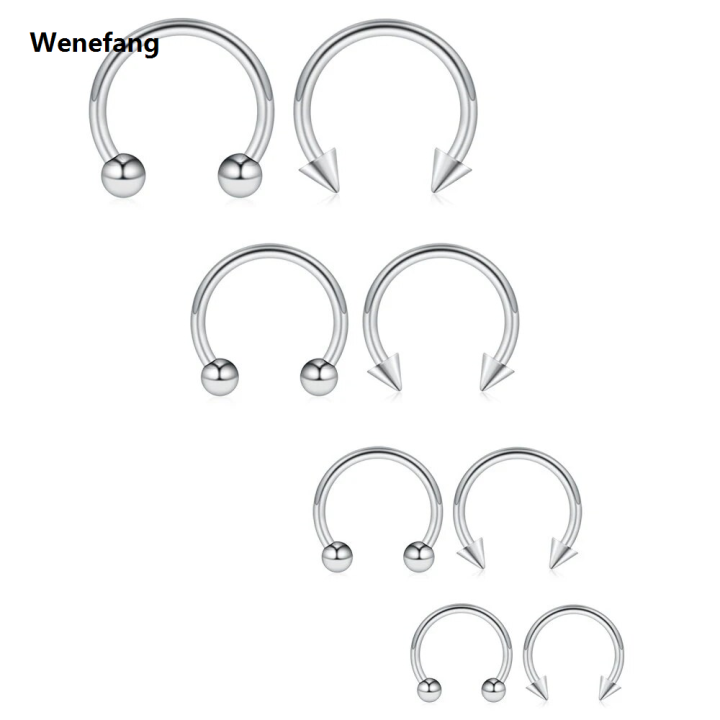 Wenefang%201PCS%2016G%20Surgical%20Steel%20Nose%20Septum%20Horseshoe%20Hoop%20Earring%20Eyebrow%20Tragus%20Lip%20Piercing%20Ring%20Balls%20Spikes%206-12mm%20-%20Image%202