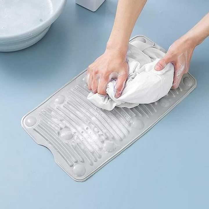 Collapsible Folding Washboard Mini Laundry Washing Board Bathroom Silicone Mat