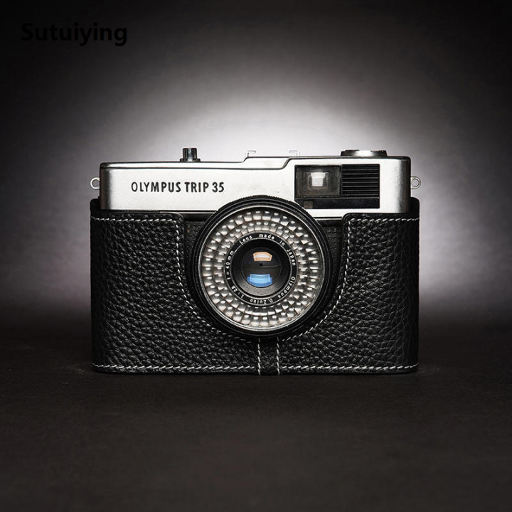 Sutuiying%20Roadfisher%20Genuine%20Real%20Leather%20Camera%20Bag%20Protect%20Case%20Cover%20Hot%20Selling%20Base%20Grip%20Shoulder%20Belt%20Neck%20Strap%20For%20Olympus%20Trip%2035%20Trip35%20-%20Image%203