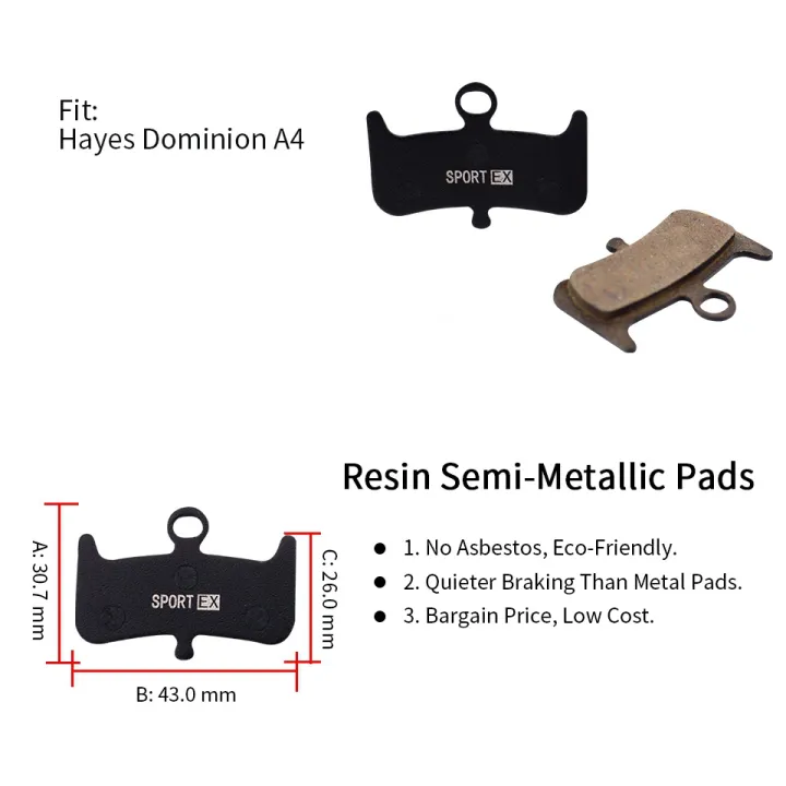 NAMUNY%204%20Pairs%20Bicycle%20Disc%20Brake%20Pads%20for%20Dominion%20A4%20Disc%20Brake,Sport%20EX%20-%20Image%203