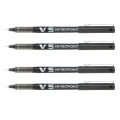 Pilot Black V5 Hi-Techpoint Ball Pen Set Of 4. 