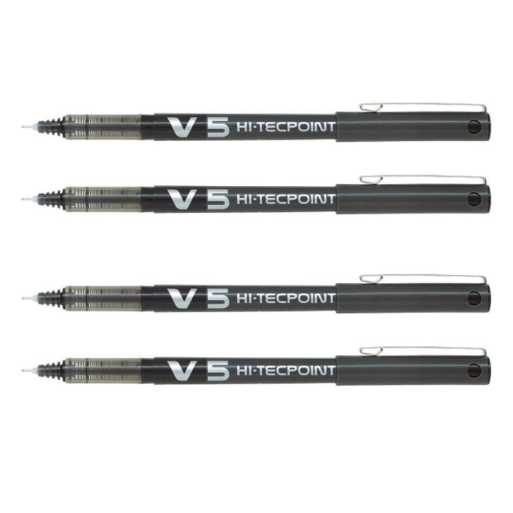 Pilot Black V5 Hi-Techpoint Ball Pen Set Of 4