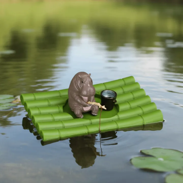 Plastic Pieces Raft Floating Raft Realistic Aquarium Bamboo Raft Decor Mini Auto-Floating ...