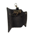 Faux Leather Key Organizer Case Keychain Holder Magnetic Button Pouch Bag - Black. 