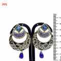 Ppj Collection Nadra Gold Plated Vintage Ethnic Round Earring Purple And White Earring For Women - 1 Pair. 