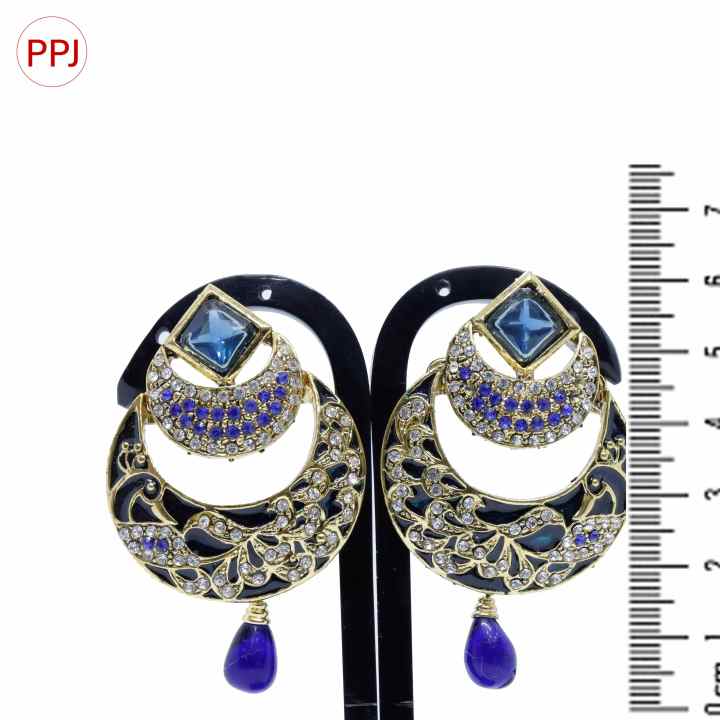 Ppj%20Collection%20Nadra%20Gold%20Plated%20Vintage%20Ethnic%20Round%20Earring%20Purple%20And%20White%20Earring%20For%20Women%20-%201%20Pair%20-%20Image%204