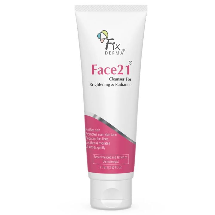 Fix Derma Face 21 Cleanser 75 ml | Facewash for Brightening & Radiance | Reduce Fine Lines