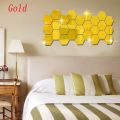 6/12Pcs Removable Art Safety Mural Decals Geometric Hexagon Mirror Wall Sticker Home Decor. 
