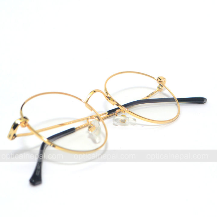 Blue Ray Cut UV Protected Round Eye Glass with Golden Frame for Mobile, Laptop, Computer, TV & Driving