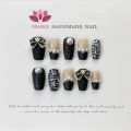 Handmade Nails Medium Length Matte Rhinestone Press on Nails y2k Full Cover Coffin Manicuree Wearable XS S M L Size Nails. 