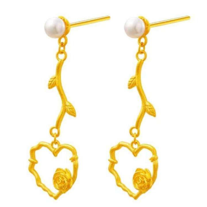Vieam%20Gold%20Filled%20Live%20Streaming%20Same%20Style%20Little%20Elephant%20Full%20Circle%20Blessing%20Character%20Bowknot%20Rose%20Vine%20Stud%20Earrings%20-%20Image%205