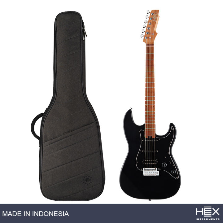 Hex Instrument Hex Instruments E300 S/Bk Black Stratocaster Electric Guitar With ...