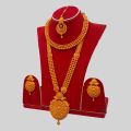 Gold Plated Rani Haar With Necklace,Earrings & Sirbindi Nepali Bridal Jewelry Rani Haar Combo Set Full Bridal Set Rani Haar For Bride Artificial Rani Haar Behuli Design Rani Haar Set Bridal Full Set Gold Polishedd Rai Haar Gold Design Ranihar For Marriage. 