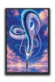 Fantasy White Dragon & Ocean Sunset Framed Wall Art | one Piece Frame. 