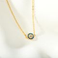 S_way AAA Cubic Zirconia Crystal Blue Nazar Round Turkish Evil Eye Charm Bracelet Women Gold-plated Link Chain Simple Trendy Jewelry. 